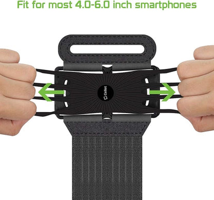 Sports Wristband, 180 Degree Rotational Exercise Wristband with Adjustable Velcro Band for Jogging, Biking and Hiking Compatible to iPhone 12/12 Pro/12 Pro Max, Samsung Galaxy S20/S20 Plus/S20 Ultra
