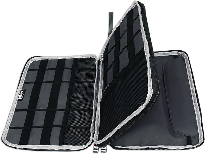 BUBM Double Layer Electronics Organizer, Travel Gadget Bag for Cables, Memory Cards, Flash Hard Drive and More, Fit for iPad or Tablet(up To 9.7")--Large, Blue | Travel Gadget Bag For Cables, Memory Cards, Flash Hard Drive and More, Fit For iPad or Tab...