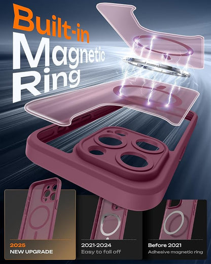 TOCOL for Phone 15 Pro Max Case, Compatible with Magsafe Charger, Full Camera Protection, Drop Protection, Translucent Matte Phone Case for iPhone 15 Pro Max 6.7 inch (Plum)