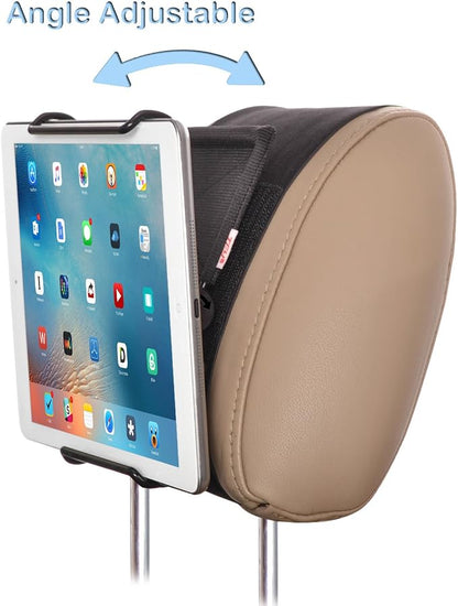 TFY Universal Car Headrest Mount Holder with Angle- Adjustable Holding Clamp for 6-12.9 Inch Tablets