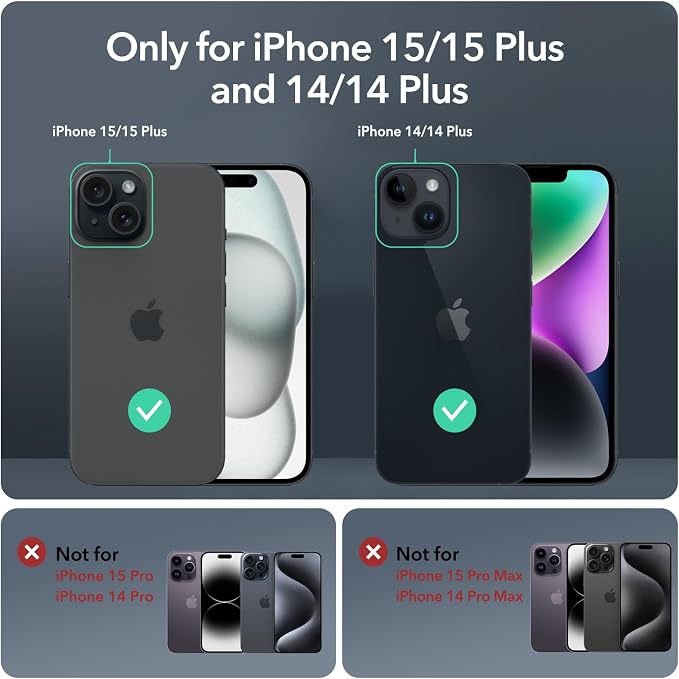 ESR 2 Pack Camera Lens Protector for iPhone 15/15 Plus/14/14 Plus, Ultra-tough HD Individual Lens Protectors, Scratch Resistant, Ultra-thin Tempered Glass, Armorite Series, Black