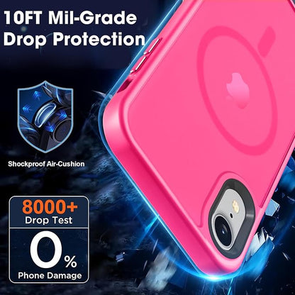 MOCCA Strong Magnetic for iPhone XR Phone Case, [Compatible with Magsafe][Mil-Grade Drop Protection] Slim Thin Translucent Matte Protective Cover Case for iPhone XR Case 6.1'', Hot Pink