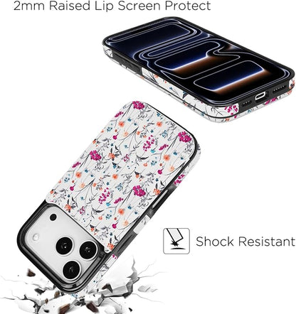 uCOLOR for iPhone 17 Pro Wallet Case with Card Holder PU Leather RFID Blocking Design iPhone 17 Pro flip case for Women Men Magnetic Clasp Kickstand Design 6.3 inch (Enchanted Floral)