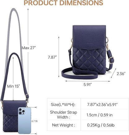 RFID Small Crossbody Purses for Women Quilted Cell Phone Purse with RFID Blocking Credit Card Slots