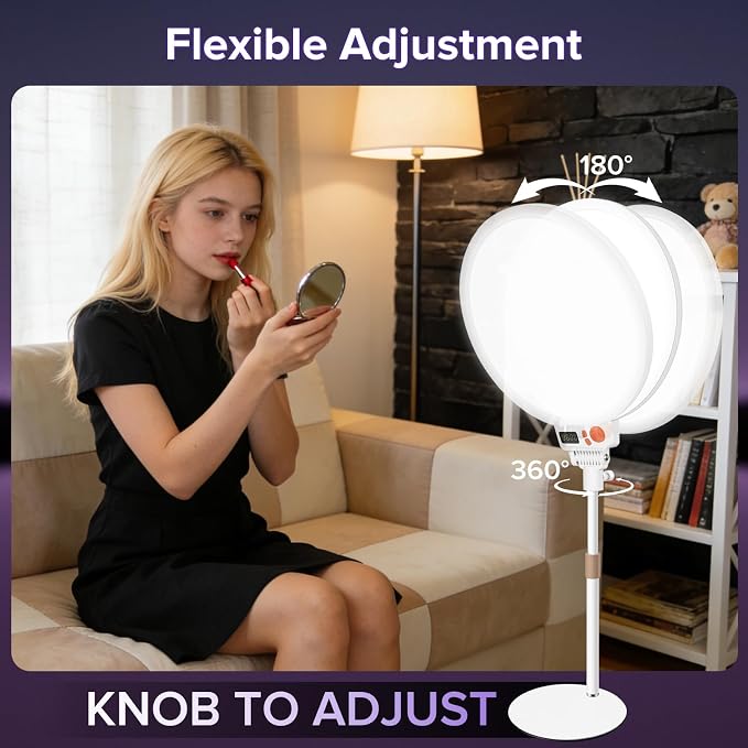 12" Large Ring Light with Stand, 7000K Full-Screen Selfie Light Ring with Phone Holder, Professional Big Ring Light for Live Stream, YouTube, TikTok, Makeup, Video, Barber, Photography