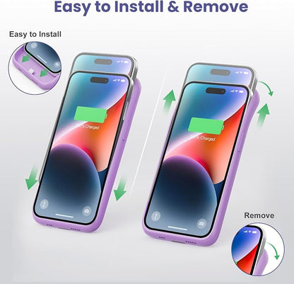 Feob Battery Case for iPhone 14 Pro Max,[2026 Upgraded] 8600mAh Ultra-Slim Portable Extended Charger Case Cover for iPhone 13 Pro Max Charging Case (6.7 Inch)-Purple