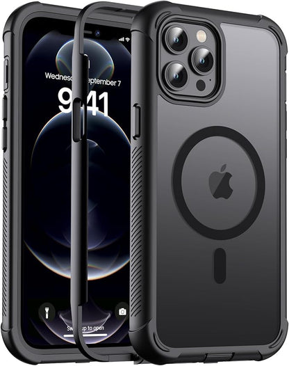 jaroco Magnetic for iPhone 12 Pro Max Case, [Compatible with MagSafe][Military Grade Drop Protection][Heavy Duty Protection][Non-Slip][Shockproof] 2-Layer Durable Bumper Phone Case 6.7''-Black
