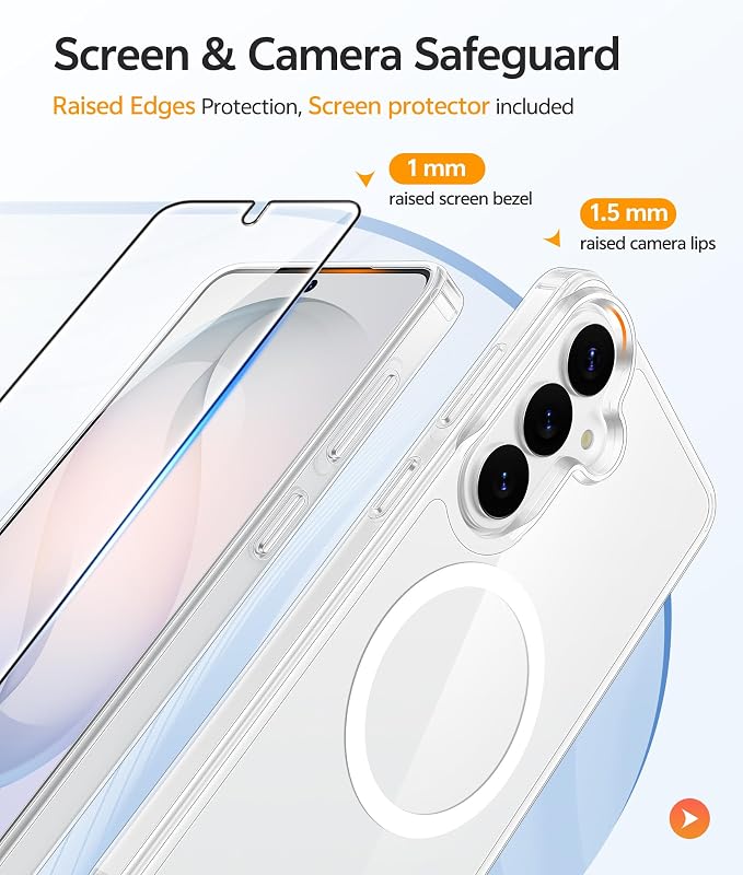 FNTCASE for Samsung Galaxy S26 Case: [Fit for Magsafe] [Screen Protector] Anti Yellowing Transparent Clear Military Grade - Shockproof Protective Phone Cover for Samsung S 26 - Clear