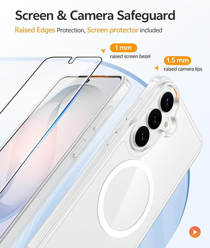 FNTCASE for Samsung Galaxy S26 Case: [Fit for Magsafe] [Screen Protector] Anti Yellowing Transparent Clear Military Grade - Shockproof Protective Phone Cover for Samsung S 26 - Clear
