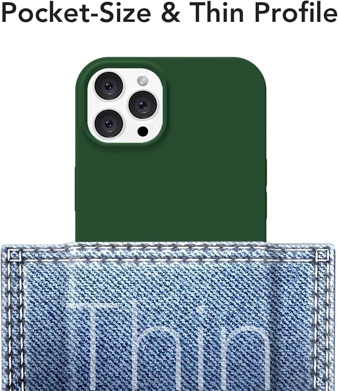 for iPhone 12/12 Pro Case Silicone Compatible with Magsafe Case, Ultra Slim Thin Magnetic Phone Cases Mag Safe, Cute Soft Rubber Gel Matte Plain Wireless Charging Cover for Women, Dark Green