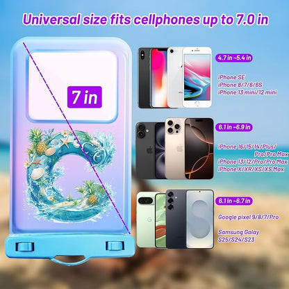 Personalized Initial Waterproof Phone Pouch Case - IPX8 Cellphone Dry Bag with Lanyard for iPhone 16/15/14/13/12 Pro Max (6.1–6.9"), Beach & Cruise Ship Essentials with Monogrammed Design (Blue, C)