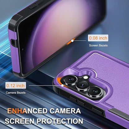 for Samsung Galaxy S26+ Plus Case with Screen Protector+Camera Lens Cover,Military Grade Heavy Duty Shockproof Phone Cover with Wrist Lanyard Strap for Samsung S26Plus,Lavender