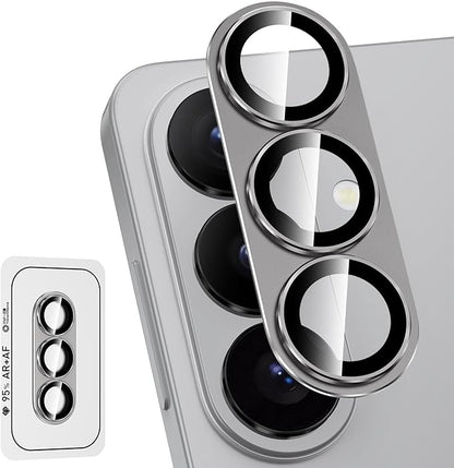 for Samsung Galaxy S26 Plus Camera Lens Protector, Electroplated Matte Back with 9H Tempered Glass Lens Protector, [Strong Adsorption] [Case-Friendly] Metal Ring HD Clear Lens Cover, Gray