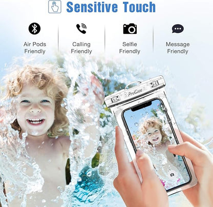 ProCase 2 Pack Waterproof Phone Pouch, Underwater Phone Case Up to 7", Dry Bag for iPhone 17 Air 16 15 14 13 Pro Plus Max, Galaxy S24 S23 S22 Ultra Pixel, Beach Essentials -Clear