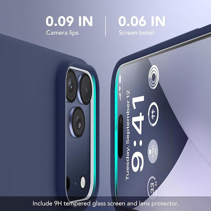 GONEZ Magnetic for iPhone 17 Pro Case, Compatible with MagSafe, [Screen Protector + Camera Lens Protector], Liquid Silicone Anti-Scratch Shockproof Protective Phone Case 6.3 inch, Navy Blue