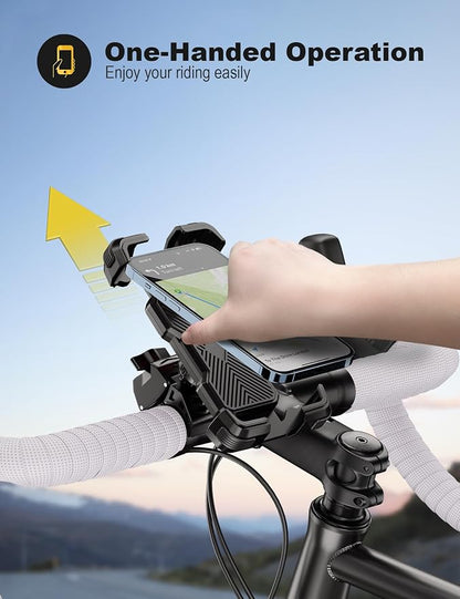 Grefay Bike Phone Holder, Universal Motorcycle Phone Holder with 360 Rotate for 4.7-6.8 Inch Smartphones, Compatible with Road Bike MTB Scooter