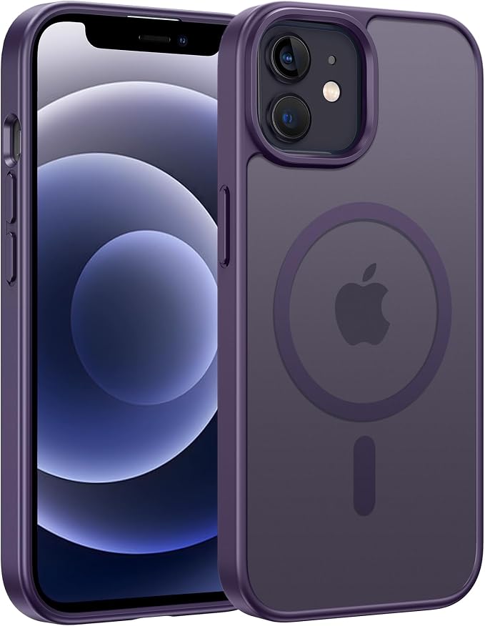 FNTCASE for iPhone 12 Phone Case: for iPhone 12 Pro Magnetic Matte Textured Military Grade Drop Protection Translucent Cell Phone Cover - Slim Durable Shockproof Protective Bumper