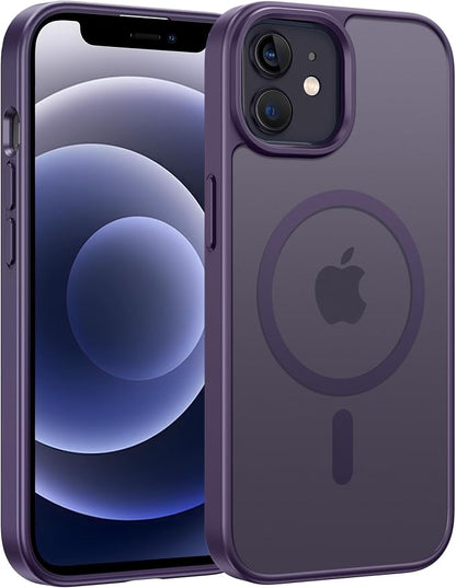 FNTCASE for iPhone 12 Phone Case: for iPhone 12 Pro Magnetic Matte Textured Military Grade Drop Protection Translucent Cell Phone Cover - Slim Durable Shockproof Protective Bumper
