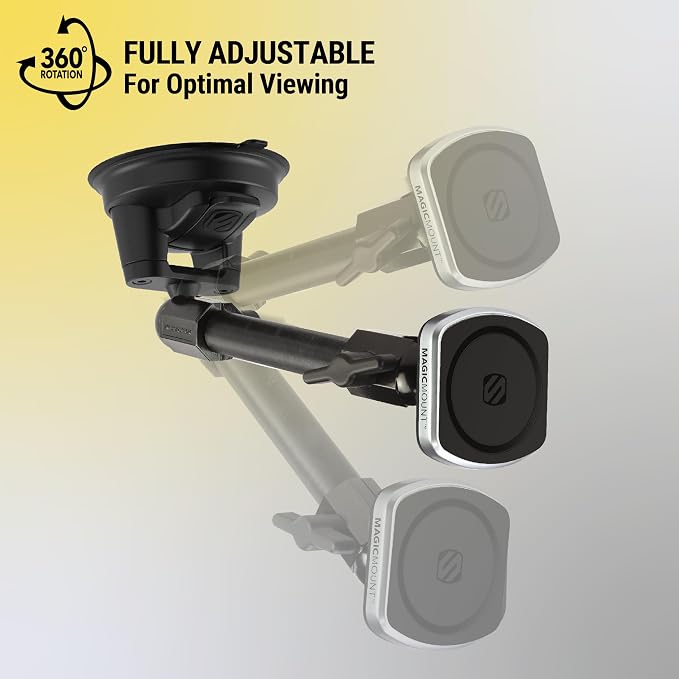 Scosche MP2WD2HD MagicMount™ Pro2 XL Heavy Duty, Strong Suction Cup Cell Phone Mount with Long Arm Windshield/Dashboard Phone Holder and Anti-Shake Stabilizer for iPhone, Android, Tablet, Car, Truck