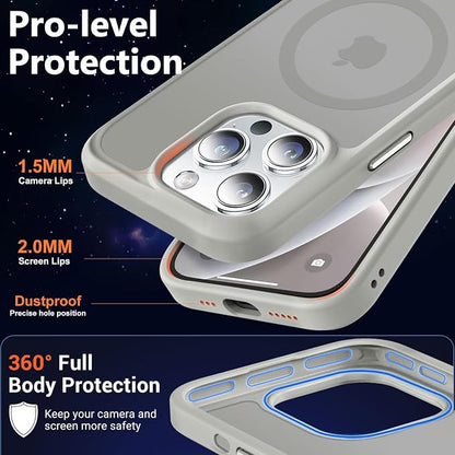 MOCCA Strong Magnetic for iPhone 14 Pro Case, [Compatible with Magsafe][13FT Military Drop Protection] Slim Translucent Matte Shockproof Case for iPhone 14 Pro Phone Case 6.1'', Titanium Gray