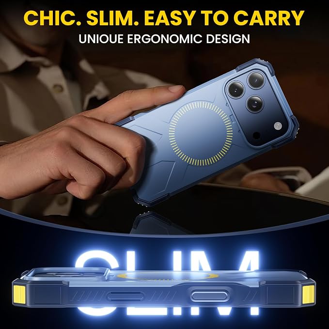 3 in 1 for iPhone 17 Pro Max Case,[1 Screen Protector & 1 Camera Lens Protector ],7X Military-Grade Drop Protection ,Fits MagSafe ,Tough, Rugged & Durable for Heavy Duty iPhone 17 Pro Max Case,Blue