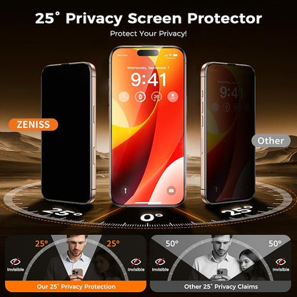 NeverBreak 9H+ Hardness for iPhone 16 Pro Max Privacy Screen Protector 12FT Military Grade Protection (Scratch, Shatter, Drop Resistance) Tempered Glass Full Coverage 6.9", 2 Pack with De-Bubble Card