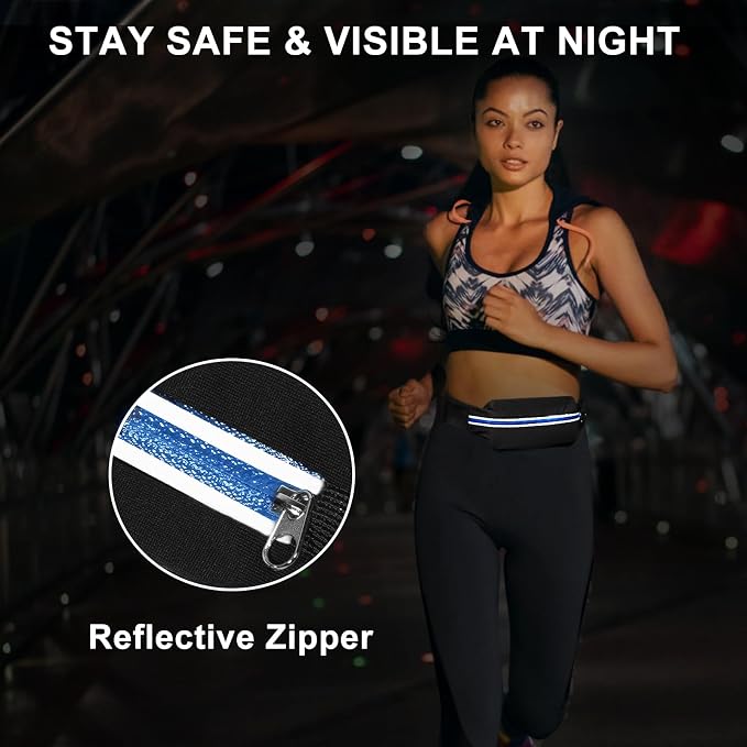 2 Pack Running Belt Fanny Packs for women and men,Belt Bag for Hiking Cycling Workout,Reflective Fanny Packs for Men Runners Belt Compatible with iPhone13,12 pro,Travelling Money Phone Holder