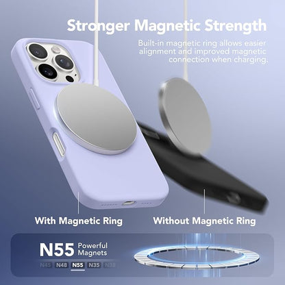 GONEZ Magnetic for iPhone 16 Pro Max Case, Compatible with MagSafe, Liquid Silicone Case, with Screen Protector + Camera Protector, Full Body Protective Shockproof Phone Cover 6.9", Lilac