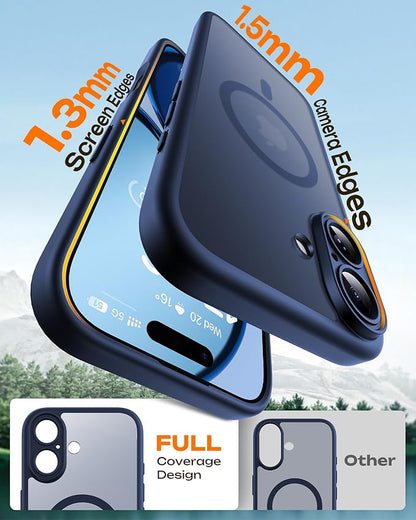 TOCOL for Phone 17 Case, Compatible with Magsafe Charger, Full Camera Protection, Drop Protection, Translucent Matte Phone Case for Phone 17 6.3 inch (Dark Blue)