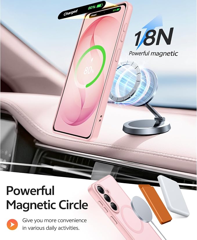 FNTCASE for Samsung Galaxy S26+ Plus Case: [Fit for Magsafe] [Full Camera Protection + Screen Protector] Translucent Matte Military Grade - Shockproof Protective Phone Cover for S26 Plus - Pink