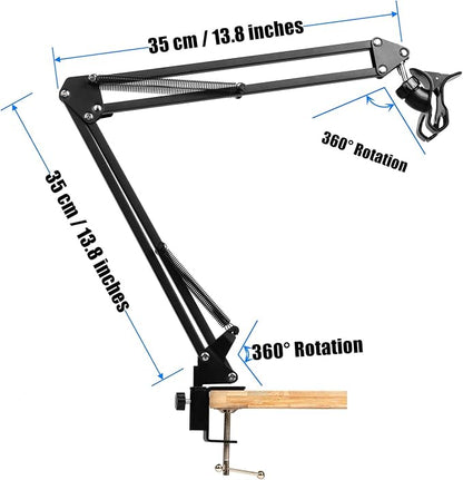 WANBY Overhead Phone Stand Articulating Arm Table Stand Mount Flexible 360° Rotation Cell Phone Clip Holder for All Smart Phone Microphone