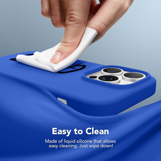 GONEZ for iPhone 14 Pro Case, Compatible with Magsafe, with Screen Protector + Camera Lens Protector, Soft Anti-Scratch Microfiber Lining, Shockproof Liquid Silicone Phone Cover, Klein Blue