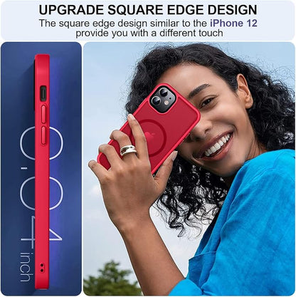 MOCCA Strong Magnetic for iPhone 11 Case,[Compatible with Magsafe][Glass Screen Protector+Camera Lens Protector] Slim Thin Shockproof Cover Case for iPhone 11 6.1 inch, Red