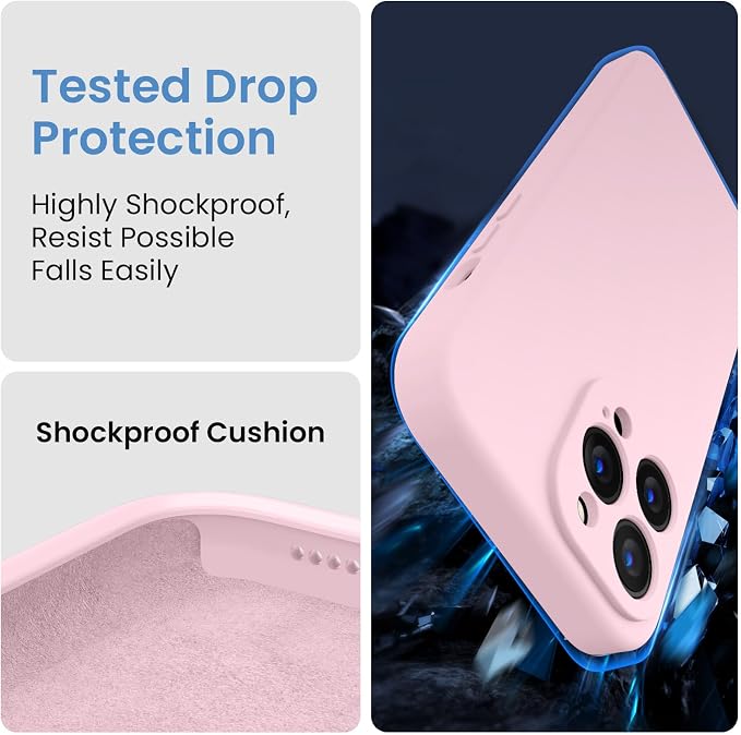 FireNova Designed for iPhone 14 Pro Max Case, Silicone Upgraded [Camera Protection] Case with [2 Screen Protectors], Soft Anti-Scratch Microfiber Lining Inside, 6.7 inch, Chalk Pink