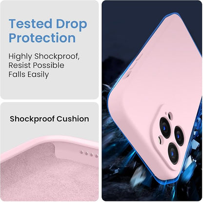 FireNova Designed for iPhone 14 Pro Max Case, Silicone Upgraded [Camera Protection] Case with [2 Screen Protectors], Soft Anti-Scratch Microfiber Lining Inside, 6.7 inch, Chalk Pink