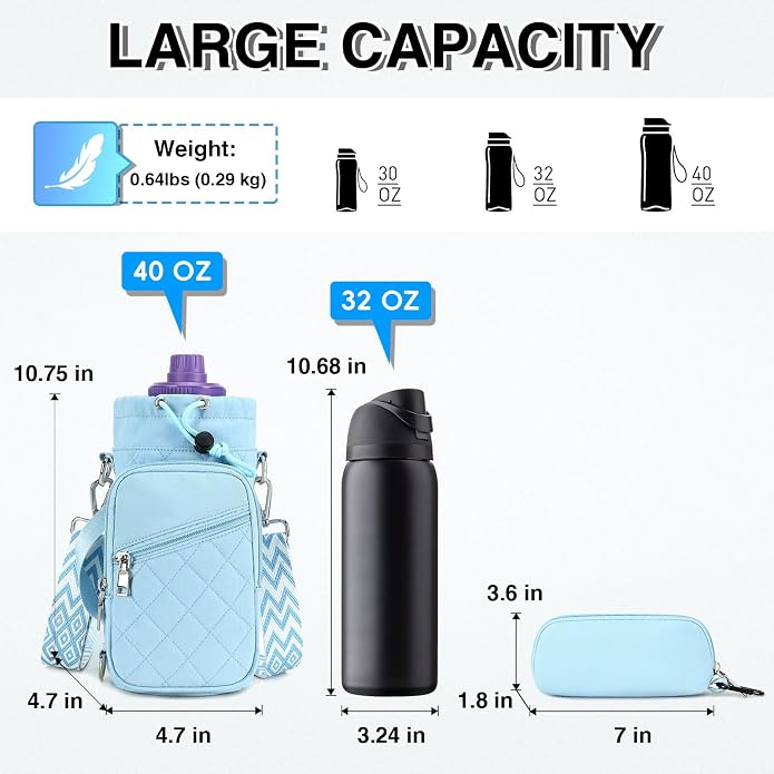 AGLOD Water Bottle Carrier Bag with Strap, Water Bottle Holder Crossbody Bags for Women Men for Walking, Hiking,Cycling