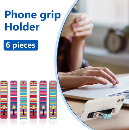 Weewooday 6 Pieces Phone Grip Holder Cell Phone Grip Strap Telescopic Finger Strap Stand Universal Finger Kickstand for Most Smartphones(Figure)