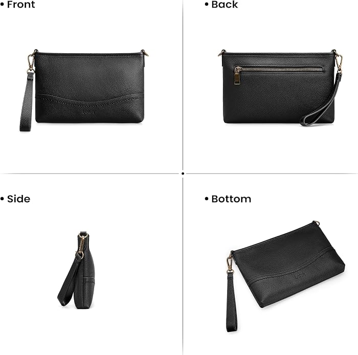 befen Genuine Leather Wristlet Wallet for Women Soft RFID Leather Clutch Purse with Built in Wallet Trendy Crossbody Bag