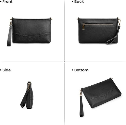 befen Genuine Leather Wristlet Wallet for Women Soft RFID Leather Clutch Purse with Built in Wallet Trendy Crossbody Bag