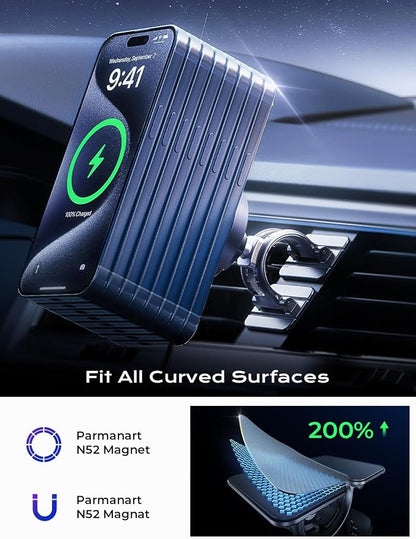 LISEN for 15W MagSafe Car Mount Charger,Magnetic Wireless Car Charger for iPhone 17 Pro Max Accessories,Magnetic Phone Holder for iPhone 17-12,Pixel,Jeep Ford F150,Carbon Fiber,Gifts for Men