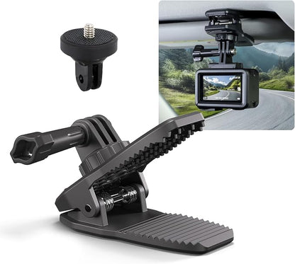 CAPART Magnetic Car Sun Visor Camera Mount for DJI OSMO Action 5 Pro 4 3 Pocket 3 2, GoPro 12 11 10 9, Insta360 X4 X3 X2 GO 3 3S ACE, Action Camera Sunvisor Backpack Clamp Bike Mount, 360° Rotatable