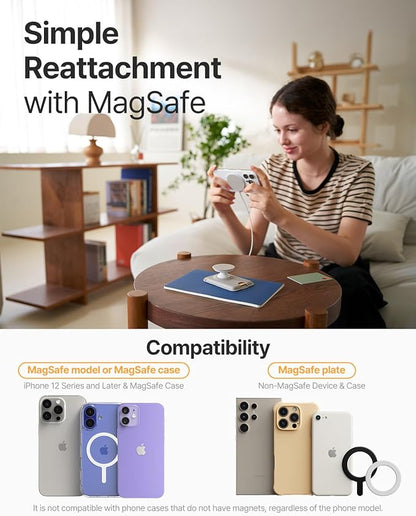 Sinjimoru for MagSafe Phone Grip, Compatible with MagSafe wallet, Soft Magnetic Finger Grip, with 3 Card Holder for iPhone, M-Tap Tok Wallet Black