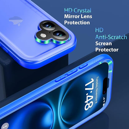 SPORTLINK for iPhone 16 Plus Case - IP68 Waterproof Military Protective Full Body Heavy Duty Shockproof 360 Sealed Dustproof with Camera Screen Protector Cover for i Phone 16 Plus 6.7" Blue