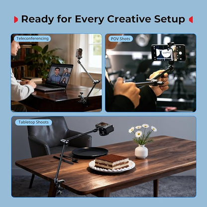 SMALLRIG Desktop Magic Arm Support with Crab-Shaped Clamp Kit, Aluminum Alloy, 24.3x4.5x1.1 in, 0.6lb Payload, for Smartphones, Webcams, Action Cameras, 5624
