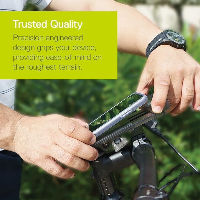 Bicycle Phone Mount By Delta Cycle - Lockable Bike Phone Mount Handlebar Adjusts To Any Size Bar - Fits Any Phone Or IPhone Up To 3.5" x 7.8" - Easily Accessible Bike Phone Holder