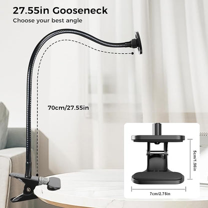 Magnetic Cell Phone Stand Holder for Bed Laying Down, Lazy Bedside Gooseneck Phone Mount with Clamp Clip for Desk, Desk Tripod for iPhone, Compatible with Magsafe All Smartphone