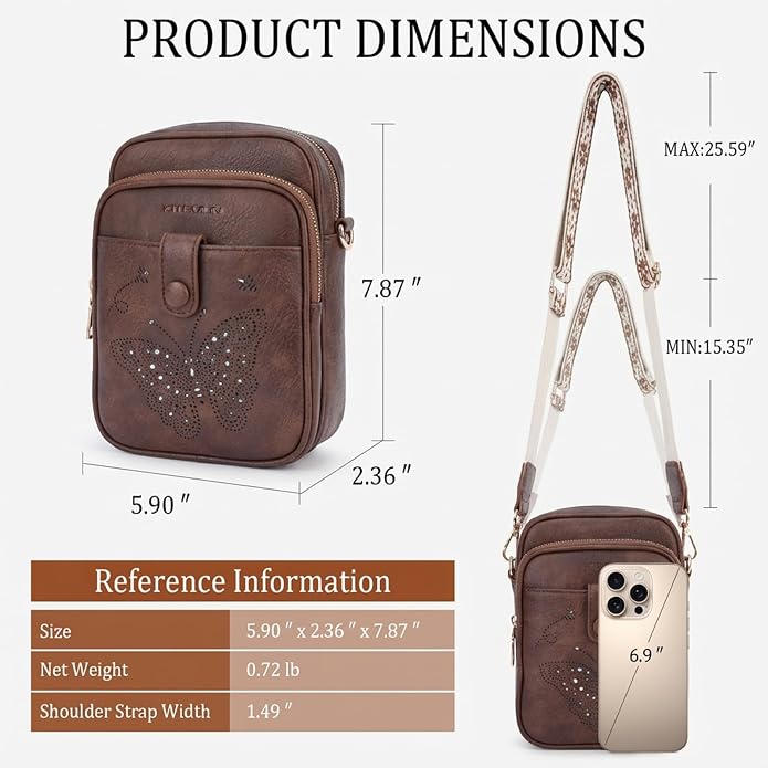 KITEVIUN Crossbody Bags for Women Leather Crossbody Purse Small Shoulder Phone Purse with Adjustable Strap & RFID Card Slots