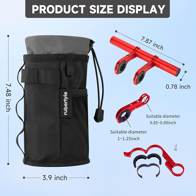 Bike Water Bottle Holder with Mount | Fits Motorcycles, Strollers, Scooters, Wheelchairs | Waterproof Phone Bag | Mount Support More Bike Devices | Holds 3.6in Diameter Bottles (1, Black)