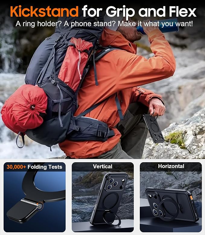 Temdan Magnetic Compatible with iPhone 17 Pro Case,Waterproof Built-in Screen & Camera Protector IP68 Underwater Full Body 17FT Military Dropproof Shockproof Phone Case 6.3"-Gray/Black