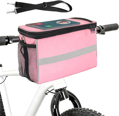 Bike Handlebar Bag - Front Basket with Bike Phone Mount, Bicycle Cooler Pouch Pack for Kids Girls Boys Men Women